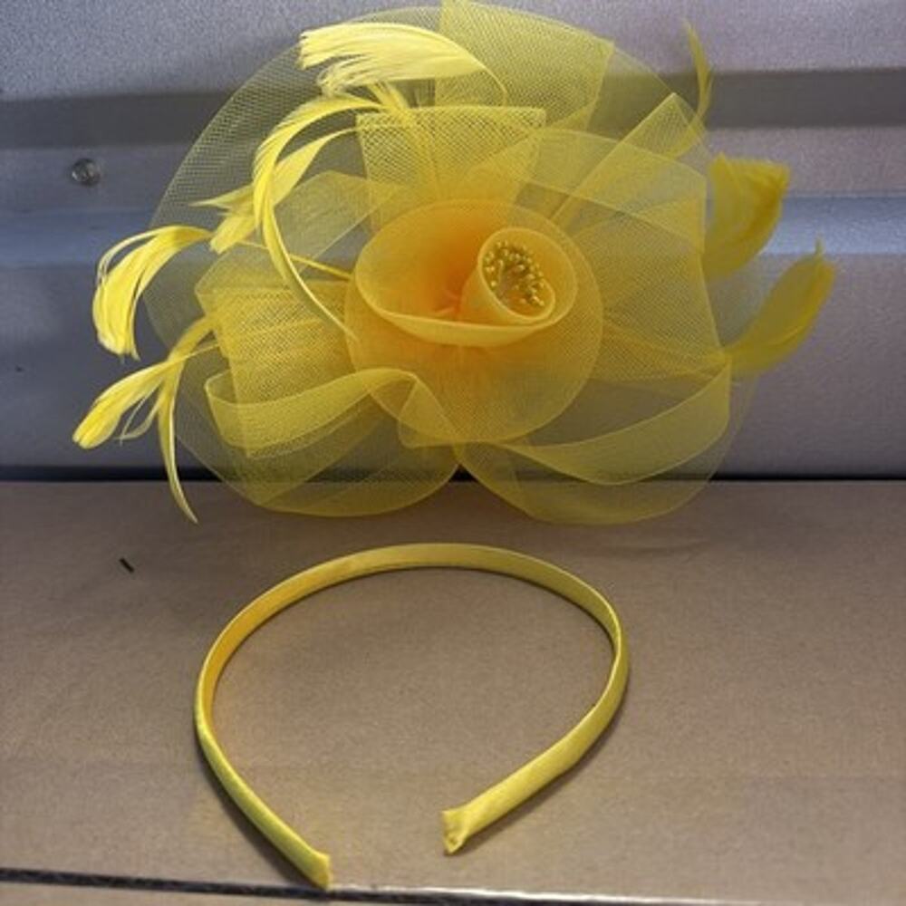 Women Fascinator Hats Flower with Headband and Clip Tea Party Yellow